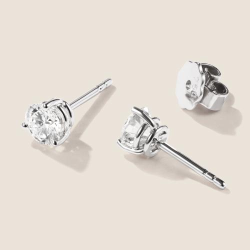 Preview: Luxus Diamant Ohrstecker Paar 750 Weißgold Brillanten 1,02 ct G/VS