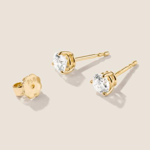 Preview: Luxus Diamant Ohrstecker Paar 750 Gelbgold Brillanten 1,02 ct G/VS
