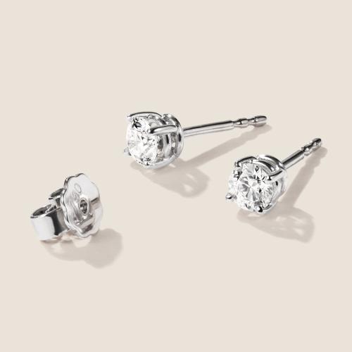 Preview: Luxus Diamant Ohrstecker Paar 750 Weißgold Brillanten 0,60 ct G/VS
