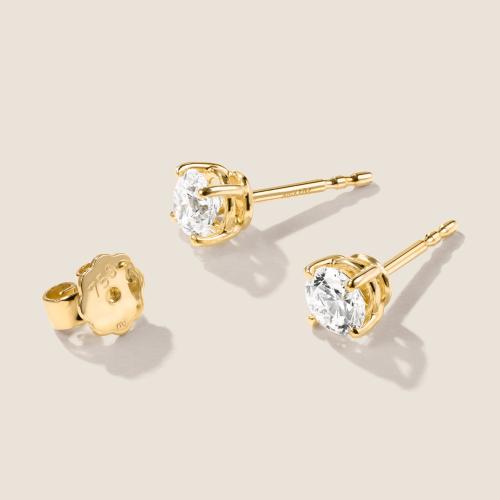Preview: Luxus Diamant Ohrstecker Paar 750 Gelbgold Brillanten 1,05 ct G/VS