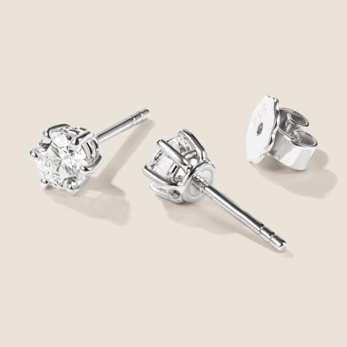 Preview: Luxus Diamant Ohrstecker Paar 750 Weißgold Brillanten 0,80 ct G/VS