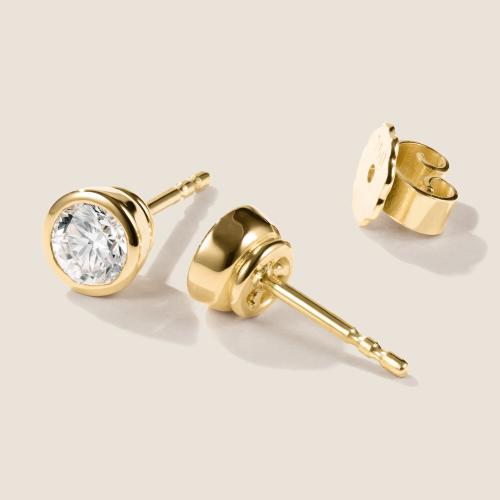 Preview: Luxus Diamant Ohrstecker Paar 750 Gelbgold 0,86 ct G/VS