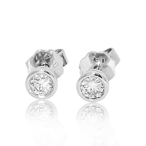 Luxus Diamant Ohrstecker 750 Gold (IF/F) - Weißgold, Zarge, 0,44 ct - lupenrein, echter Brillantschmuck
