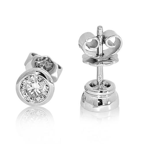 Luxus Diamant Ohrstecker 750 Gold (IF/F) - Weißgold, Zarge, 0,86 ct - lupenrein, echter Brillantschmuck