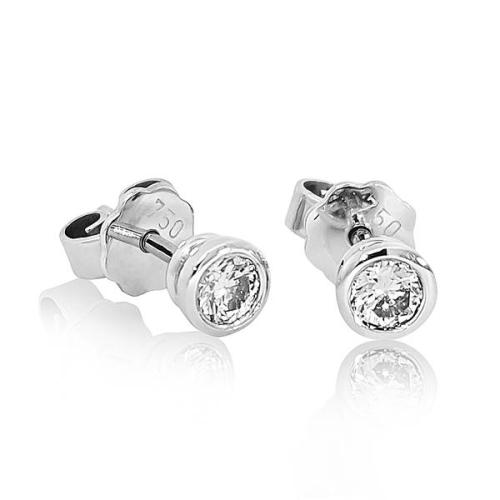 Preview: Luxus Diamant Ohrstecker 750 Gold (IF/F) - Weißgold, Zarge, 0,44 ct - lupenrein, echter Brillantschmuck