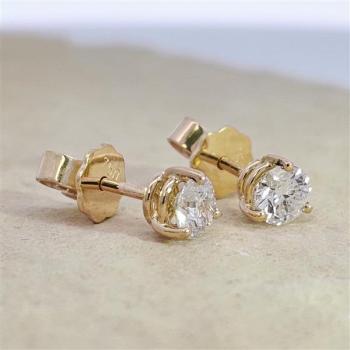Brillant Diamant Ohrstecker Paar 750/- Gelbgold 18 Karat Gold 0,80 Karat G/VS