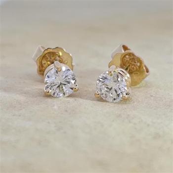 Brillant Diamant Ohrstecker Paar 750/- Gelbgold 18 Karat Gold 0,80 Karat G/VS