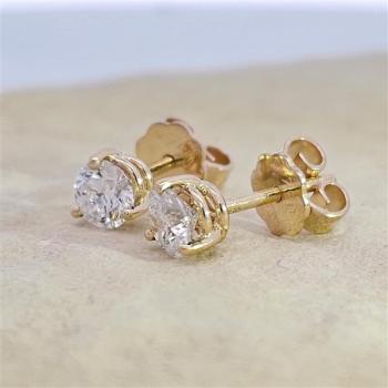 Brillant Diamant Ohrstecker Paar 750/- Gelbgold 18 Karat Gold 0,80 Karat G/VS