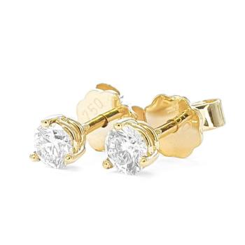 Brillant Diamant Ohrstecker Paar 750/- Gelbgold 18 Karat Gold 0,50 Karat G/VS