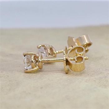 Brilliant Diamant Ohrstecker Paar 750 Gelbgold 18 Karat Gold 0,51 Karat G/VS