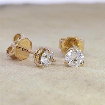 Brillant Diamant Ohrstecker Paar 750/- Gelbgold 18 Karat Gold 0,60 Karat G/VS