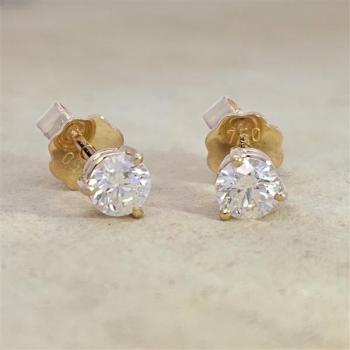 Brillant Diamant Ohrstecker Paar 750/- Gelbgold 18 Karat Gold 0,70 Karat G/VS