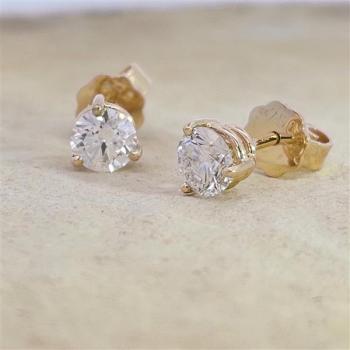 Brillant Diamant Ohrstecker Paar 750/- Gelbgold 18 Karat Gold 1,02 Karat G/VS