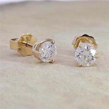 Brillant Diamant Ohrstecker Paar 750/- Gelbgold 18 Karat Gold 1,02 Karat G/VS