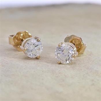 Brillant Diamant Ohrstecker Paar 750/- Gelbgold 18 Karat Gold 1,02 Karat G/VS