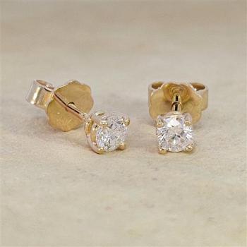 Brillant Diamant Ohrstecker Paar 750/- Gelbgold 18 Karat Gold 0,40 Karat G/VS