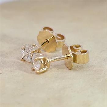 Brillant Diamant Ohrstecker Paar 750/- Gelbgold 18 Karat Gold 0,40 Karat G/VS