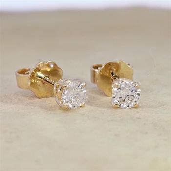 Brillant Diamant Ohrstecker Paar 750/- Gelbgold 18 Karat Gold 0,50 Karat G/VS