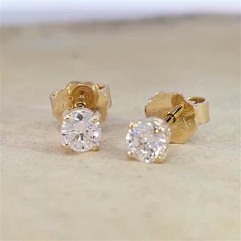 Brillant Diamant Ohrstecker Paar 750/- Gelbgold 18 Karat Gold 0,50 Karat G/VS