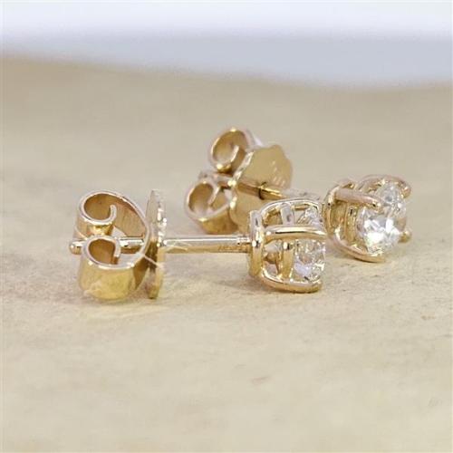 Diamant Ohrstecker 750 Gold - Gelbgold, 4 Krappen, 0,60 ct - 2 Brillanten IF/F - Luxus Ohrschmuck Damen
