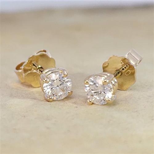 Diamant Ohrstecker 750 Gold - Gelbgold, 4 Krappen, 0,60 ct - 2 Brillanten IF/F - Luxus Ohrschmuck Damen