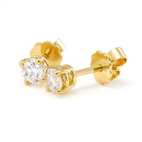 Preview: Diamant Ohrstecker 750 Gold - Gelbgold, 4 Krappen, 0,60 ct - 2 Brillanten IF/F - Luxus Ohrschmuck Damen