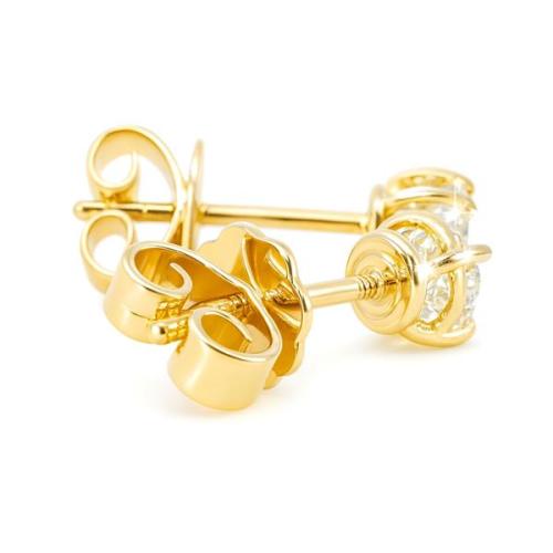 Diamant Ohrstecker 750 Gold - Gelbgold, 4 Krappen, 0,60 ct - 2 Brillanten IF/F - Luxus Ohrschmuck Damen
