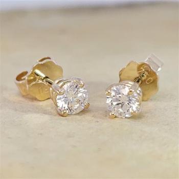 Brillant Diamant Ohrstecker Paar 750/- Gelbgold 18 Karat Gold 0,60 Karat G/VS