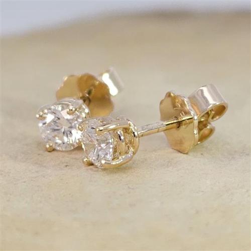 Diamant Ohrstecker 750 Gold - Gelbgold, 4 Krappen, 0,60 ct - 2 Brillanten IF/F - Luxus Ohrschmuck Damen