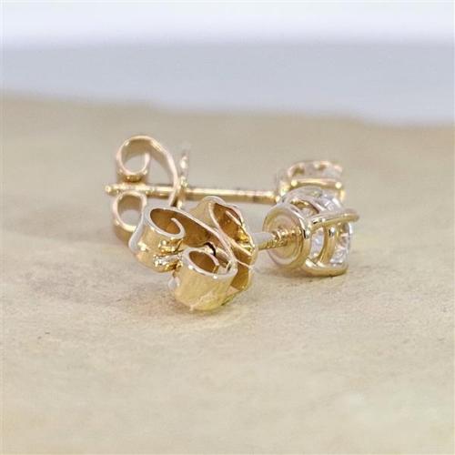 Diamant Ohrstecker 750 Gold - Gelbgold, 4 Krappen, 0,60 ct - 2 Brillanten IF/F - Luxus Ohrschmuck Damen