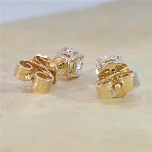 Diamant Ohrstecker 750 Gold - Gelbgold, 4 Krappen, 0,80 ct - 2 Brillanten IF/F - Luxus Ohrschmuck Damen