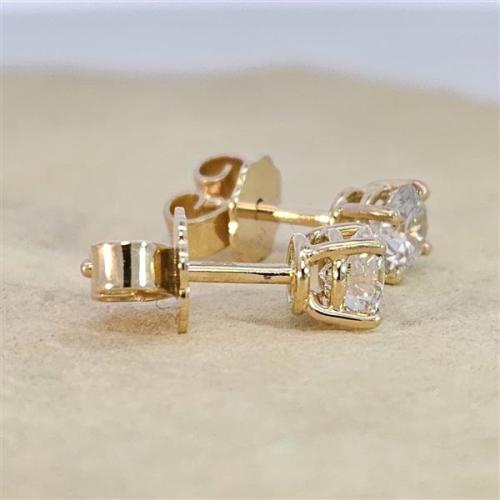 Diamant Ohrstecker 750 Gold - Gelbgold, 4 Krappen, 0,80 ct - 2 Brillanten IF/F - Luxus Ohrschmuck Damen
