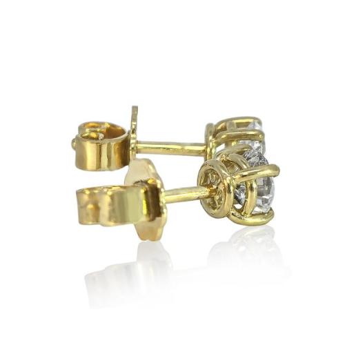 Diamant Ohrstecker 750 Gold - Gelbgold, 4 Krappen, 0,80 ct - 2 Brillanten IF/F - Luxus Ohrschmuck Damen