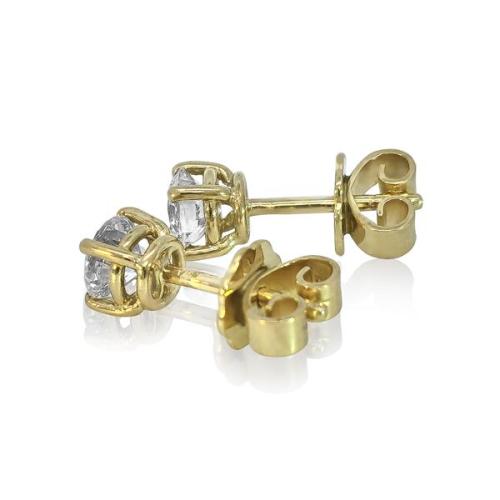 Diamant Ohrstecker 750 Gold - Gelbgold, 4 Krappen, 0,80 ct - 2 Brillanten IF/F - Luxus Ohrschmuck Damen