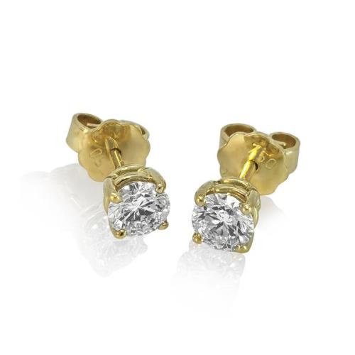 Diamant Ohrstecker 750 Gold - Gelbgold, 4 Krappen, 0,80 ct - 2 Brillanten IF/F - Luxus Ohrschmuck Damen