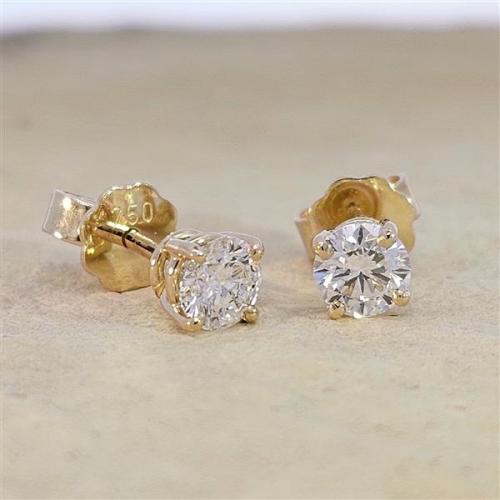 Diamant Ohrstecker 750 Gold - Gelbgold, 4 Krappen, 0,80 ct - 2 Brillanten IF/F - Luxus Ohrschmuck Damen