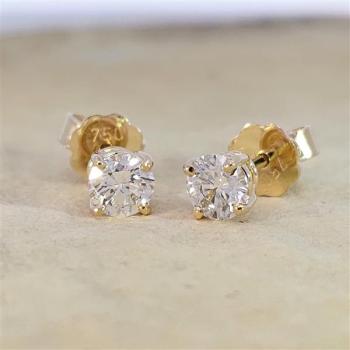 Brillant Diamant Ohrstecker Paar 750/- Gelbgold 18 Karat Gold 0,80 Karat G/VS