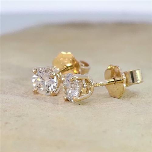 Diamant Ohrstecker 750 Gold - Gelbgold, 4 Krappen, 0,80 ct - 2 Brillanten IF/F - Luxus Ohrschmuck Damen