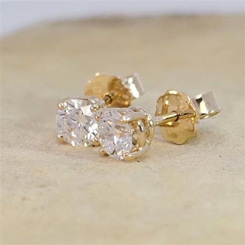 Luxus Diamant Ohrstecker 750 Gold (IF/F) - Gelbgold, 4 Krappen, 1,05 ct - lupenrein, echter Brillantschmuck