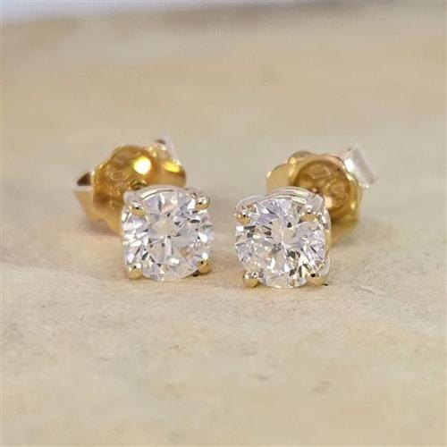 Luxus Diamant Ohrstecker 750 Gold (IF/F) - Gelbgold, 4 Krappen, 1,05 ct - lupenrein, echter Brillantschmuck