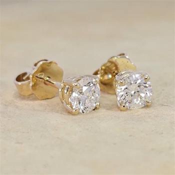 Brillant Diamant Ohrstecker 750 Gelbgold 18 Karat Gold 1,05 Karat G/VS
