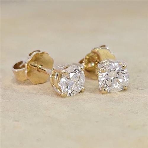 Luxus Diamant Ohrstecker 750 Gold (IF/F) - Gelbgold, 4 Krappen, 1,05 ct - lupenrein, echter Brillantschmuck