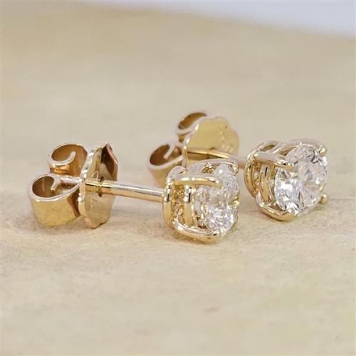 Luxus Diamant Ohrstecker 750 Gold (IF/F) - Gelbgold, 4 Krappen, 1,05 ct - lupenrein, echter Brillantschmuck