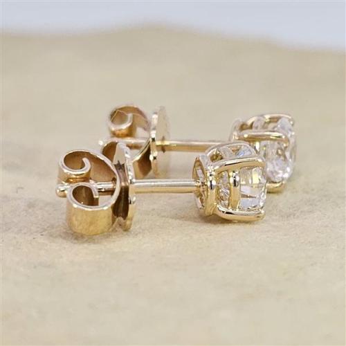 Luxus Diamant Ohrstecker 750 Gold (IF/F) - Gelbgold, 4 Krappen, 1,05 ct - lupenrein, echter Brillantschmuck