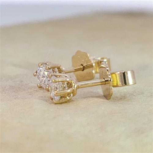 Diamant Ohrstecker 750 Gold - Gelbgold, 6 Krappen, 0,50 ct - 2 Brillanten IF/F - Luxus Ohrschmuck Damen