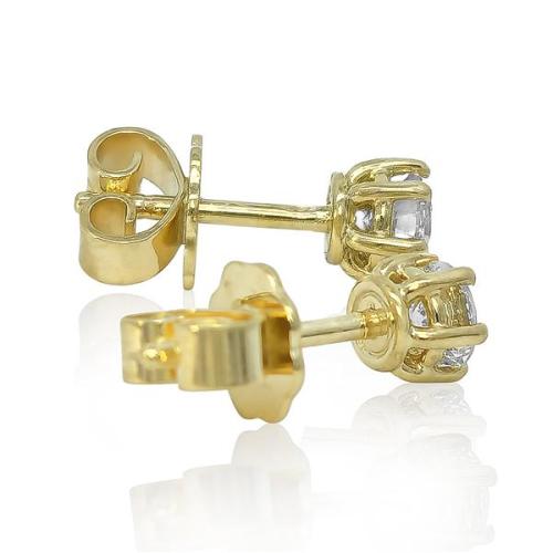 Preview: Diamant Ohrstecker 750 Gold - Gelbgold, 6 Krappen, 0,50 ct - 2 Brillanten IF/F - Luxus Ohrschmuck Damen