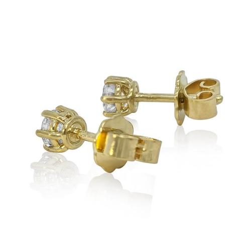 Diamant Ohrstecker 750 Gold - Gelbgold, 6 Krappen, 0,50 ct - 2 Brillanten IF/F - Luxus Ohrschmuck Damen