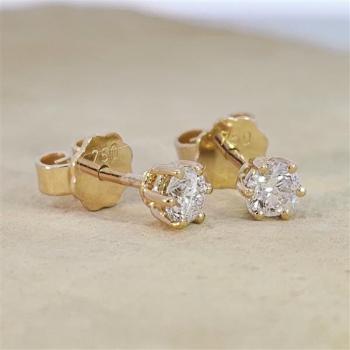 Brillant Diamant Ohrstecker 750/- Gelbgold 18 Karat Gold 0,50 Karat G/VS