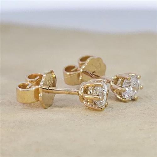 Diamant Ohrstecker 750 Gold - Gelbgold, 6 Krappen, 0,50 ct - 2 Brillanten IF/F - Luxus Ohrschmuck Damen