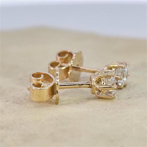 Diamant Ohrstecker 750 Gold - Gelbgold, 6 Krappen, 0,50 ct - 2 Brillanten IF/F - Luxus Ohrschmuck Damen